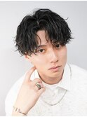 波巻きスパイラルパーマツイストマッシュメンズヘア韓国コンマ