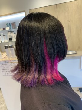 ルルバイアズール 草加店(LULU by azule) デザインカラー，ツートンカラー，ウルフカット【草加】