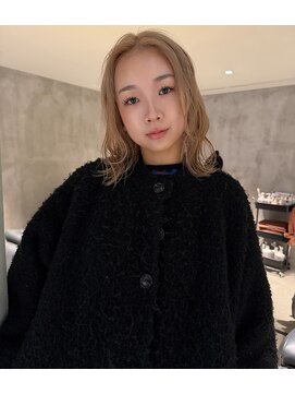 ハウ 心斎橋(how) 冬カラーくびれボブ×ブリーチミルクティーベージュ20代30代