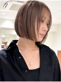 【ぷつっと質感×透明感ミルクティーベージュボブ】