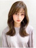 フェザーバングの小顔オリーブカラー20代30代/Silk-lei吉祥寺
