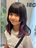 ダブルカラー/黒髪/ボブルフ/ネビージュ/原宿/インナーカラー