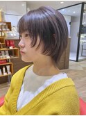 大人20代30代顔まわりレイヤーウルフショートダークグレージュ