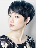 ショート・ボブ/丸顔/前髪あり/絶壁解消/30代/40代/50代/くびれ