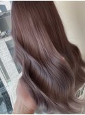 ピンクベージュ　艶巻き　韓国風