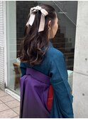 卒業式ヘアセット袴着付けハーフアップリボンスタイル