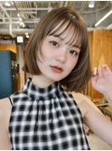 顔周りレイヤーカットくびれヘアミルクティーベージュカラー韓国