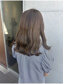 透け感 透明感グレージュカラーゆるふわウェーブ10代20代30代