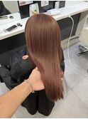 ピンクベージュ/切りっぱなしミディアム