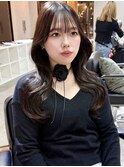 チョコレートブラウン/髪質改善カラー/韓国ヘア/くびれ巻き
