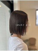 縮毛矯正/肩上ボブ/スモーキーアッシュ