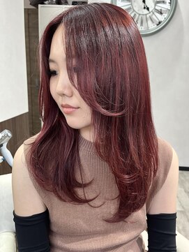 ベルヘアーデザイン 堺東(Belle hair Design) 韓国風顔周りレイヤーカットオリーブグレージュ堺東20代30代40代