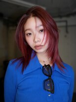 ノラ シブヤ(NORA)&nbsp;r6ハッシュカットボルドーカラーワインレッドミディアムレイヤー