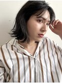 トラッドボブ/外ハネ/黒髪/BOB/シースルーバング/ウエット/梅田