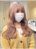 3200ゆる巻きロングビビッドカラーミストバングバイカラー