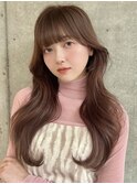 切りっぱなしボブ/エアリーロング/美髪/ピンクブラウン