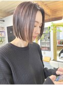 NUDE大人ショートボブブリーチ無し切りっぱなしボブ前下がりボブ