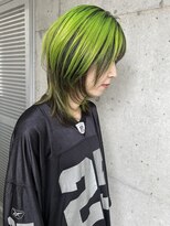 ガルボ ヘアー(garbo hair)&nbsp;レイヤー　ウルフ　ネオングリーン　高知美容室　にしむら
