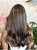 立体感ハイライトカラーダブルカラーベージュ白髪ぼかし堀江新町