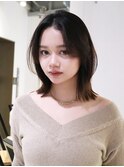 ミディアムくびれヘアおくれ毛前髪カット美髪_ba549082