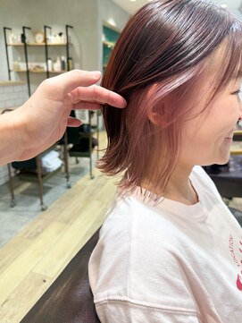 エミス バイ メルト 吉祥寺(emis by melt) 【堀惠】インナーカライヤリングカラーコーラルピンク吉祥寺ボブ