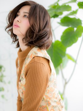 千早/髪質改善/ココアベージュの小顔エアウェーブパーマe