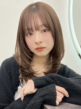 ガーデン 渋谷(GARDEN) ミディアム レイヤーカット 顔周り 前髪 ベージュカラー