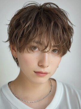 オーシャントーキョー サニー 原宿(OCEAN TOKYO Sunny) 韓国マッシュフェザーパーマニュアンスパーマセンターパート黒髪