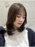 レイヤーカット/ミディアム/韓国風/くびれヘア/顔まわりカット