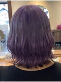大人可愛いショートボブ インナーカラー モーヴパープル 艶感◎