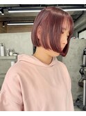 ボブ×ピンク/横須賀/横須賀中央/カット/ブリーチ/カラー/汐入