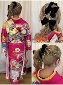 サイドの編みおろしアレンジ
