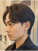 大人ナチュラルセンターパートツーブロックニュアンスパーマ緩め