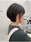 本厚木丸みショート大人可愛いくびれショート前髪カットブラウン