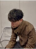 アイロンセット風パーマ×ハイライト