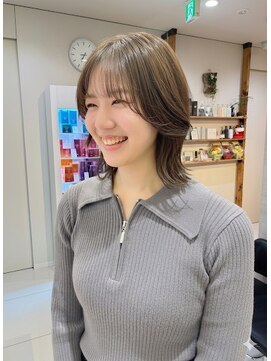 ミディアムレイヤー/レイヤーカット/くびれヘア-/ひし形ボブ