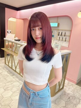 アマンドール(Aman D'or) 簡単スタイリング☆レイヤーカット×ピンクカラー