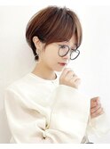 耳掛けショート/黒髪/小顔カット/マッシュショート/ハイライト