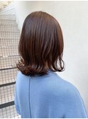マロンブラウン_マロンベージュ Aラインボブ かきあげ