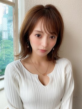 アフロート ディル(AFLOAT D'L) 20代30代40代小顔外ハネミディアムひし形シルエットくびれミディ