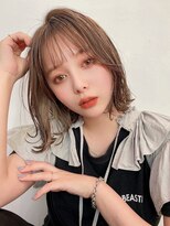 フィーリーカラー 大阪梅田店(feery color)&nbsp;オリーブベージュショートミニボブグレージュブリーチレイヤー