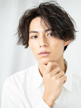 メンズヘア ビーセカンド 草加店(MENS HAIR B-2) くせ毛風スパイラル/センターパートミディアムマッシュA草加!