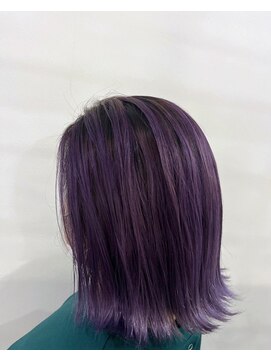ヘアガーデン ティアラ(Hair Garden TIARA) 20代30代バイオレットアッシュカラー外ハネ結べるボブ