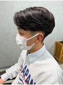センターパートニュアンスパーマメンズカット刈り上げマッシュ