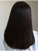 セミロングストレート30代40代50代小顔ヘアナチュラルブラウン