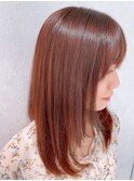 髪質改善縮毛矯正×ピンクブラウン!