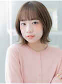 ★ぱっつん前髪くすみベージュくびれヘアミニウルフ20代30代★1