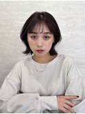 イメチェン外ハネボブ美髪ワイドバングミディアム縮毛矯正ボブ