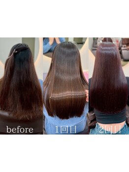 髪質改善効果も◎オージュア・酸性ストレートで自然な柔らかい髪に。触った瞬間に実感する縮毛矯正♪新宿