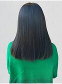 黒髪 ミディアムヘア 縮毛矯正 ストレート 20代30代 艶髪